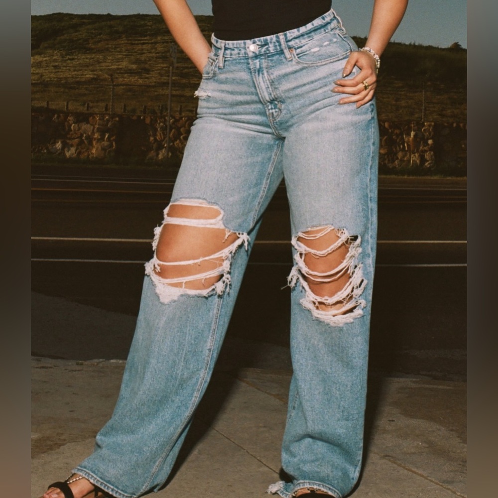 AE High Rise Baggy Straight Jeans